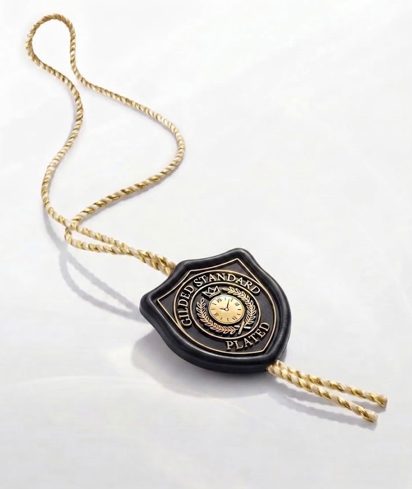 Gilded Standard wax seal medallion on gold cord